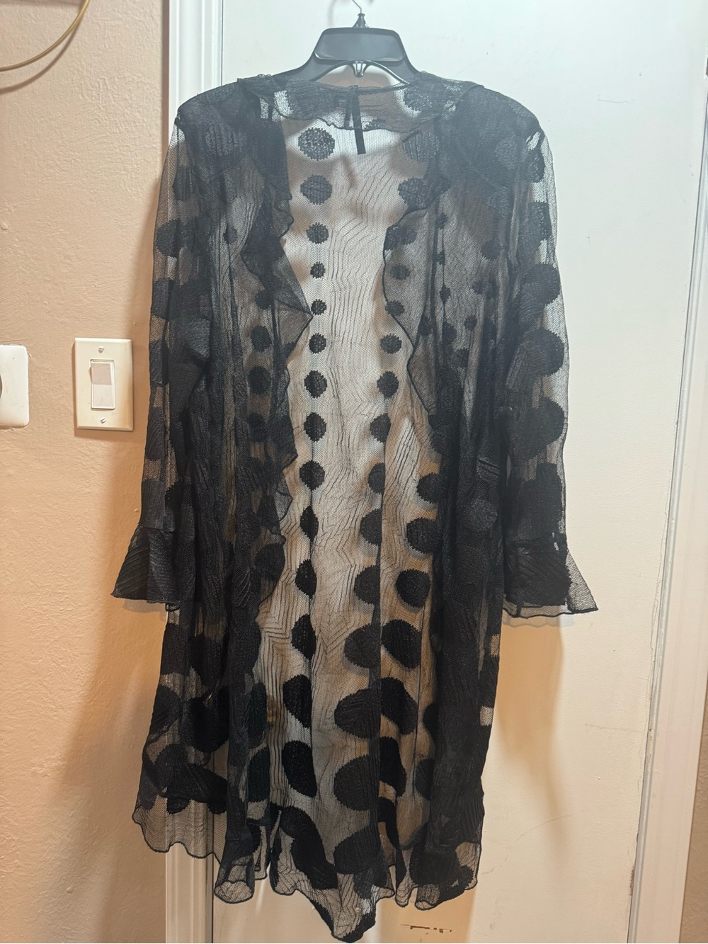NWT IC by Connie K Black Mesh Kimono in Black Size XL